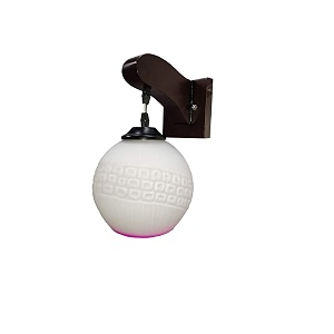arus wooden and glass white ball shaped pink shade downlight fancy wall light for home white-pink  pack of 2