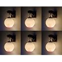 Arus Wooden and Glass White Ball Shaped Pink Shade Downlight Fancy Wall Light for Home (White-Pink ; Pack of 6)