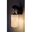 Arus Wooden and Glass White Black Curved Line Pattern White Shade Downlight Fancy Wall Lamp for Home (White ; Pack of 1)