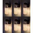 Arus Wooden and Glass White Black Curved Line Pattern White Shade Downlight Fancy Wall Lamp for Home (White ; Pack of 6)