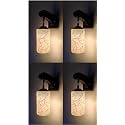 Arus Wooden and Glass White Black Curved Line Pattern White Shade Downlight Fancy Wall Lamp for Home (White ; Pack of 4)