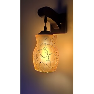 arus wooden and glass white circular line pattern gold yellow shade downlight fancy wall light for home yellow  pack of 1