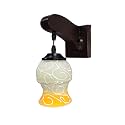 Arus Wooden and Glass White Circular Line Pattern Yellow White Shade Downlight Fancy Wall Light for Home (Yellow-White ; Pack of 2)