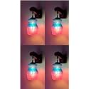 Arus Wooden and Glass White Circular Line Pattern Pink Blue Shade Downlight Fancy Wall Light for Home (Pink-Blue ; Pack of 4)
