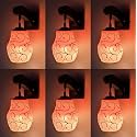 Arus Wooden and Glass White Circular Line Pattern Orange Shade Downlight Fancy Wall Lamp for Home (White-Orange ; Pack of 6)