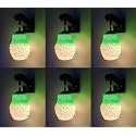 Arus Wooden and Glass White Circular Line Pattern Green Shade Downlight Fancy Wall Lamp for Home (White-Green ; Pack of 6)