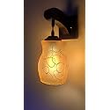 Arus Wooden and Glass White Circular Line Pattern Gold Yellow Shade Downlight Fancy Wall Light for Home (Yellow ; Pack of 1)