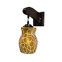 Arus Wooden and Glass White Circular Line Pattern Gold Yellow Shade Downlight Fancy Wall Light for Home (Yellow ; Pack of 2)