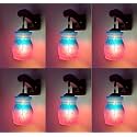 Arus Wooden and Glass White Circular Line Pattern Pink Blue Shade Downlight Fancy Wall Light for Home (Pink-Blue ; Pack of 6)