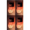 Arus Wooden and Glass White Circular Line Pattern Orange Shade Downlight Fancy Wall Lamp for Home (White-Orange ; Pack of 4)