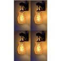 Arus Wooden and Glass White Circular Line Pattern Gold Yellow Shade Downlight Fancy Wall Light for Home (Yellow ; Pack of 4)