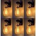 Arus Wooden and Glass White Circular Line Pattern Gold Yellow Shade Downlight Fancy Wall Light for Home (Yellow ; Pack of 6)