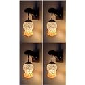 Arus Wooden and Glass White Circular Line Pattern Yellow White Shade Downlight Fancy Wall Light for Home (Yellow-White ; Pack of 4)