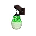 Arus Wooden and Glass White Circular Line Pattern Green Shade Downlight Fancy Wall Lamp for Home (White-Green ; Pack of 2)