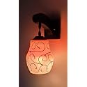 Arus Wooden and Glass White Circular Line Pattern Orange Shade Downlight Fancy Wall Lamp for Home (White-Orange ; Pack of 1)