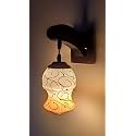 Arus Wooden and Glass White Circular Line Pattern Yellow White Shade Downlight Fancy Wall Light for Home (Yellow-White ; Pack of 1)