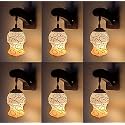Arus Wooden and Glass White Circular Line Pattern Yellow White Shade Downlight Fancy Wall Light for Home (Yellow-White ; Pack of 6)
