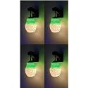 Arus Wooden and Glass White Circular Line Pattern Green Shade Downlight Fancy Wall Lamp for Home (White-Green ; Pack of 4)