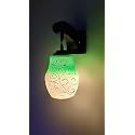 Arus Wooden and Glass White Circular Line Pattern Green Shade Downlight Fancy Wall Lamp for Home (White-Green ; Pack of 1)