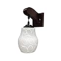 Arus Wooden and Glass White Circular Line Pattern White Shade Downlight Fancy Wall Lamp for Home (White ; Pack of 2)