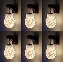 Arus Wooden and Glass White Circular Line Pattern White Shade Downlight Fancy Wall Lamp for Home (White ; Pack of 6)
