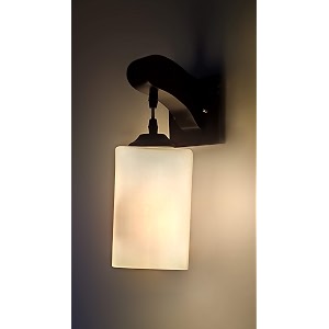 arus wooden and glass white cuboidal shape downlight fancy wall lamp for home white  pack of 1