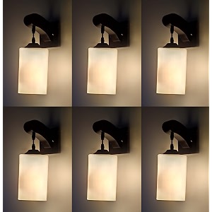 arus wooden and glass white cuboidal shape downlight fancy wall lamp for home white  pack of 6