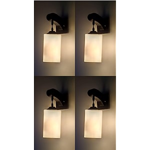 arus wooden and glass white cuboidal shape downlight fancy wall lamp for home white  pack of 4