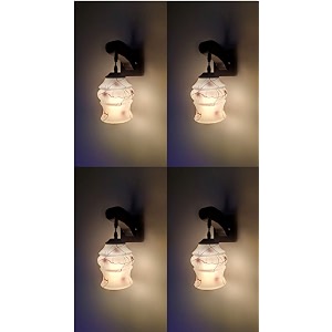 arus wooden and glass white curved line pattern brown shade downlight fancy wall lamp for home brown-white  pack of 4