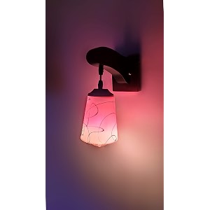 arus wooden and glass white curved line pattern pink white shade downlight fancy wall light for home pink-white  pack of 1