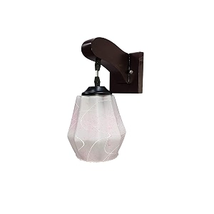 arus wooden and glass white curved line pattern pink shade downlight fancy wall light for home white-pink  pack of 2