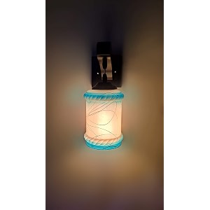 arus wooden and glass white curved line pattern blue white shade downlight fancy wall lamp for home blue-white  pack of 2