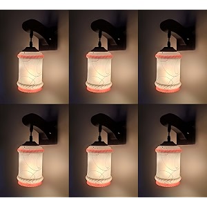 arus wooden and glass white curved line pattern orange white shade downlight fancy wall lamp for home orange-white  pack of 6
