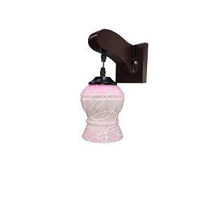 arus wooden and glass white curved line pattern pink shade downlight fancy wall lamp for home white  pack of 2