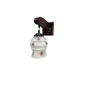 arus wooden and glass white curved line pattern brown shade downlight fancy wall lamp for home brown-white  pack of 2