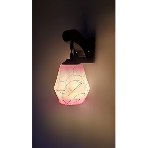 arus wooden and glass white curved line pattern pink shade downlight fancy wall lamp for home white-pink  pack of 1