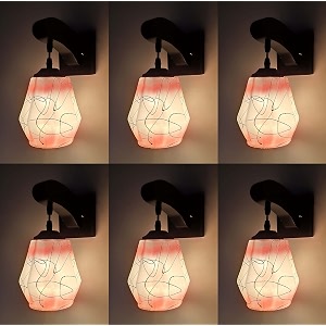 arus wooden and glass white curved line pattern orange shade downlight fancy wall lamplight for home white-orange  pack of 6