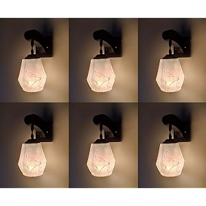 arus wooden and glass white curved line pattern pink shade downlight fancy wall light for home white-pink  pack of 6