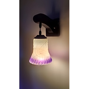 arus wooden and glass white curved line pattern purple white shade downlight fancy wall lamp for home purple-white  pack of 1