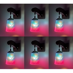 arus wooden and glass white curved line pattern pink blue shade downlight fancy wall light for home pink-blue  pack of 6