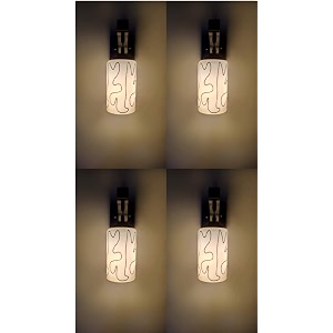 arus wooden and glass white curved line pattern white shade downlight fancy wall lamp for home white  pack of 4