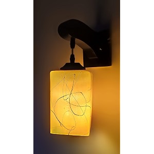 arus wooden and glass white curved line pattern yellow shade downlight wall lamp for home yellow  pack of 1