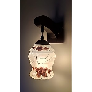 arus wooden and glass white curved line flower pattern brown white shade downlight fancy wall lamp for home brown-white  pack of 1