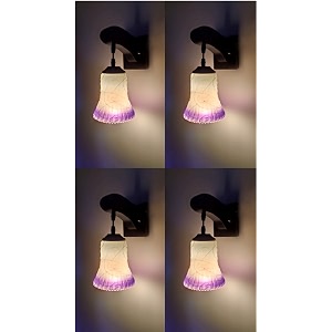 arus wooden and glass white curved line pattern purple white shade downlight fancy wall lamp for home purple-white  pack of 4