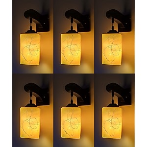 arus wooden and glass white curved line pattern yellow shade downlight wall lamp for home yellow  pack of 6