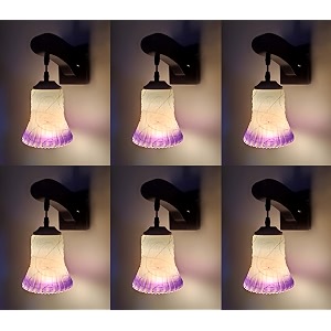 arus wooden and glass white curved line pattern purple white shade downlight fancy wall lamp for home purple-white  pack of 6