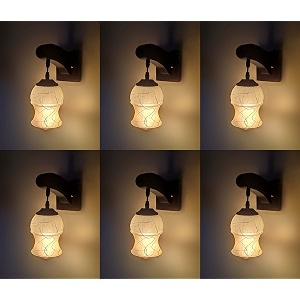 arus wooden and glass white curved line pattern yellow spray shade downlight fancy wall light for home yellow  pack of 6