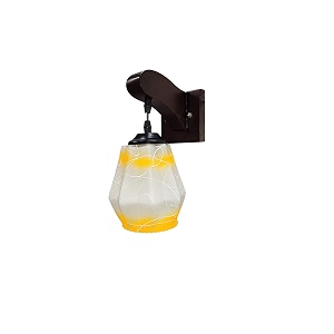 arus wooden and glass white curved line pattern yellow shade downlight fancy wall lamp for home white-yellow  pack of 2