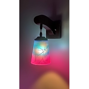 arus wooden and glass white curved line pattern pink blue shade downlight fancy wall light for home pink-blue  pack of 1