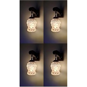 arus wooden and glass white curved line leaf pattern brown white shade downlight fancy wall lamp for home brown-white  pack of 4